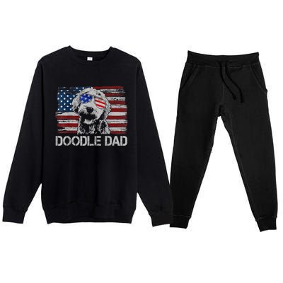 Doodle Dad Goldendoodle Dog American Flag 4th Of July Premium Crewneck Sweatsuit Set