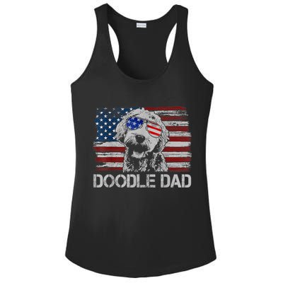 Doodle Dad Goldendoodle Dog American Flag 4th Of July Ladies PosiCharge Competitor Racerback Tank