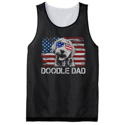 Doodle Dad Goldendoodle Dog American Flag 4th Of July Mesh Reversible Basketball Jersey Tank