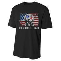 Doodle Dad Goldendoodle Dog American Flag 4th Of July Performance Sprint T-Shirt