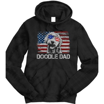 Doodle Dad Goldendoodle Dog American Flag 4th Of July Tie Dye Hoodie