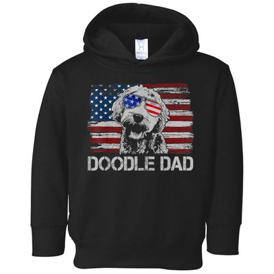Doodle Dad Goldendoodle Dog American Flag 4th Of July Toddler Hoodie