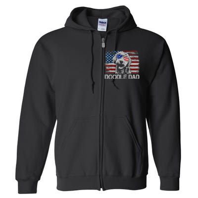 Doodle Dad Goldendoodle Dog American Flag 4th Of July Full Zip Hoodie