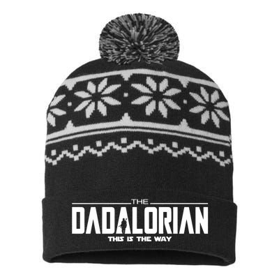 Dadalorian Dad Husband Gift FatherS Day USA-Made Snowflake Beanie