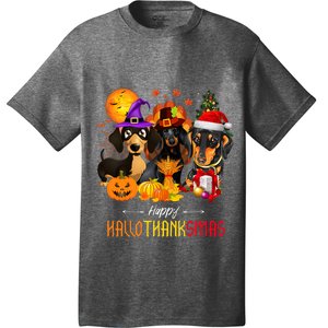 Dachshund Dog Halloween Merry Christmas Happy Hallothanksmas T-Shirt