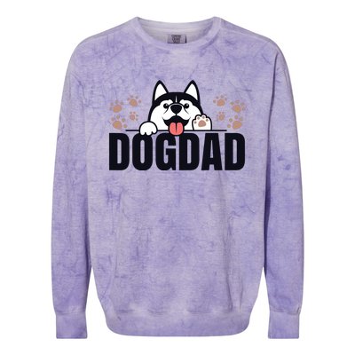 Dog Dad Husky Lovers For Men Huskies Funny Husky Colorblast Crewneck Sweatshirt