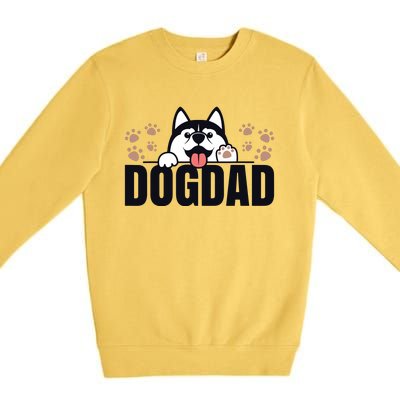 Dog Dad Husky Lovers For Men Huskies Funny Husky Premium Crewneck Sweatshirt