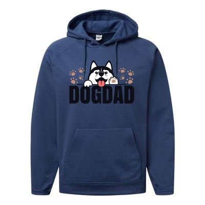 Dog Dad Husky Lovers For Men Huskies Funny Husky Performance Fleece Hoodie