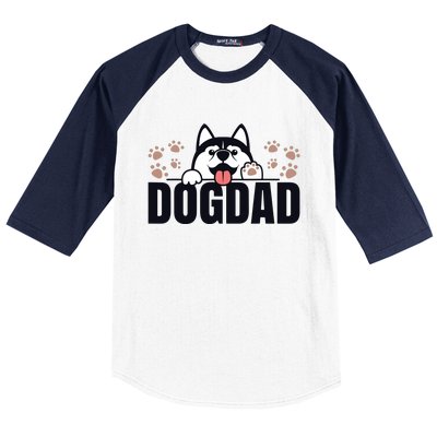 Dog Dad Husky Lovers For Men Huskies Funny Husky Baseball Sleeve Shirt