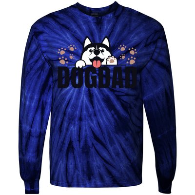 Dog Dad Husky Lovers For Men Huskies Funny Husky Tie-Dye Long Sleeve Shirt