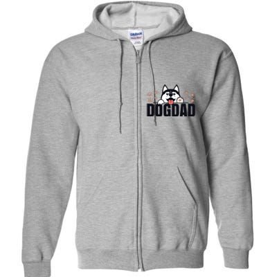 Dog Dad Husky Lovers For Men Huskies Funny Husky Full Zip Hoodie