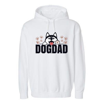 Dog Dad Husky Lovers For Men Huskies Funny Husky Garment-Dyed Fleece Hoodie