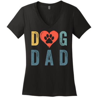 Dog Dad Happy FatherS Day Puppy Dad Dog Daddy Loving Dad Dog Parent Dog Lover Women's V-Neck T-Shirt