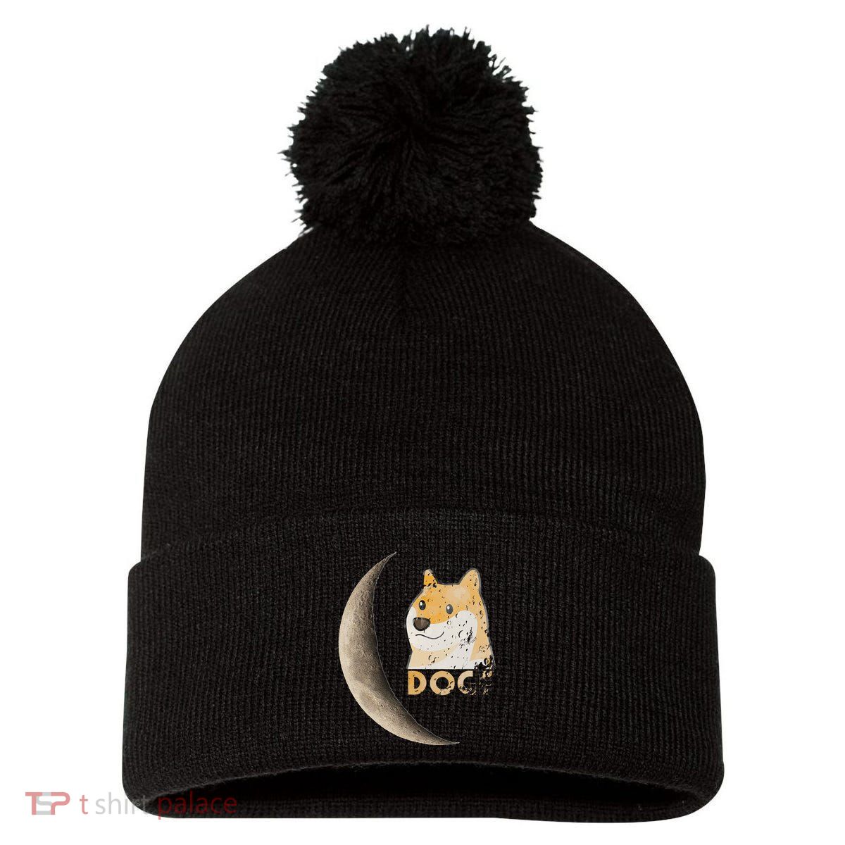 Dogecoin Doge Hodler Trader Dogecoin Moon Pom Pom 12in Knit Beanie