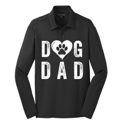 Dog Dad Happy FatherS Day Dog Lover Puppy Dad Dog Daddy Loving Dad Dog Parent Silk Touch Performance Long Sleeve Polo