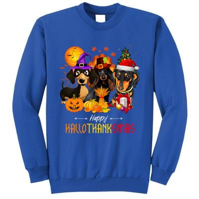 Dachshund Dog Halloween Merry Christmas Happy Hallothanksmas Tall Sweatshirt