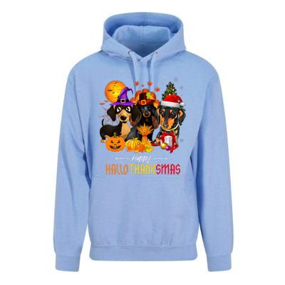 Dachshund Dog Halloween Merry Christmas Happy Hallothanksmas Unisex Surf Hoodie