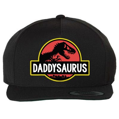 Daddysaurus Dad Husband Fathers Day Gift Matching Dinosaur Wool Snapback Cap