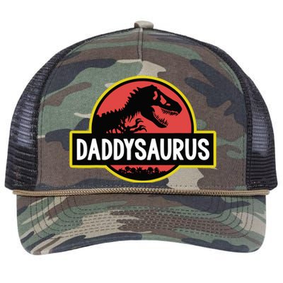 Daddysaurus Dad Husband Fathers Day Gift Matching Dinosaur Retro Rope Trucker Hat Cap