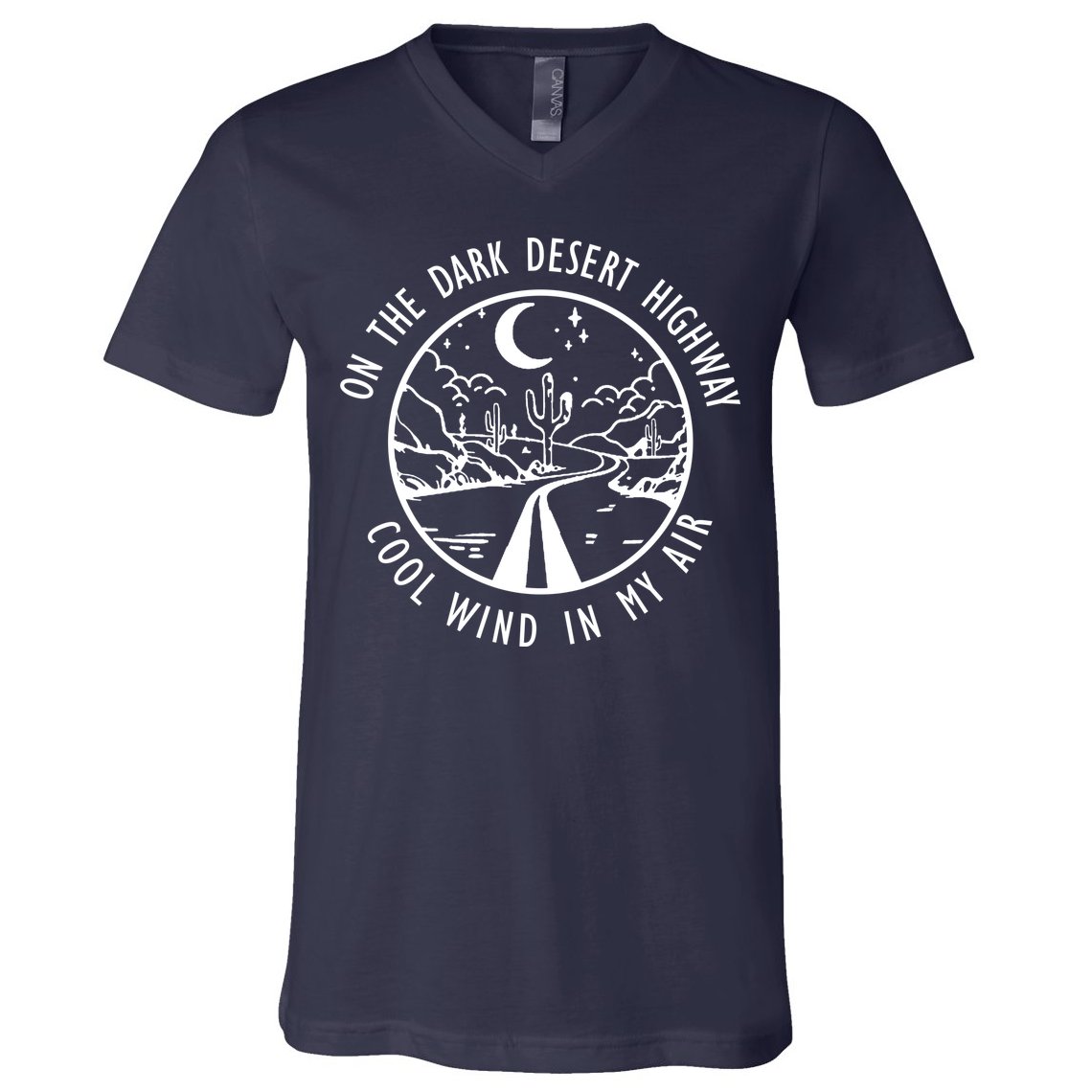 Dark Desert Highway Cool Wind In My Hair Adventure V-Neck T-Shirt