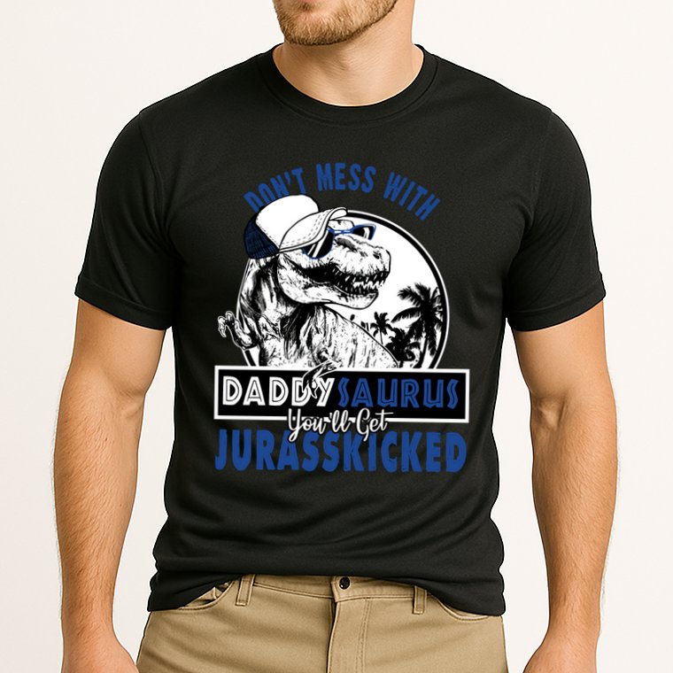Daddysaurus Dad Husband Father's Day Gift Matching Dinosaur  Cooling Performance Crew T-Shirt