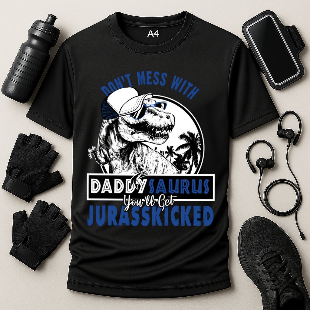 Daddysaurus Dad Husband Father's Day Gift Matching Dinosaur  Cooling Performance Crew T-Shirt