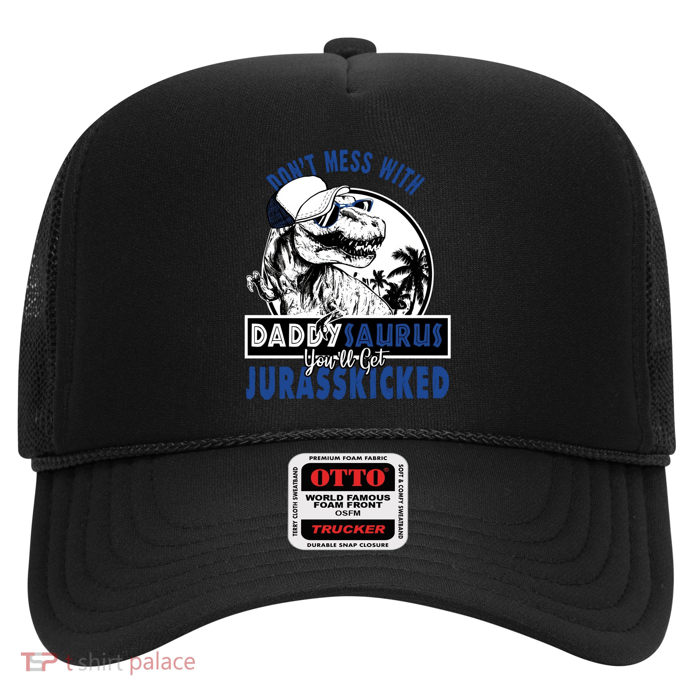 Daddysaurus Dad Husband Father's Day Gift Matching Dinosaur  Trucker Hat