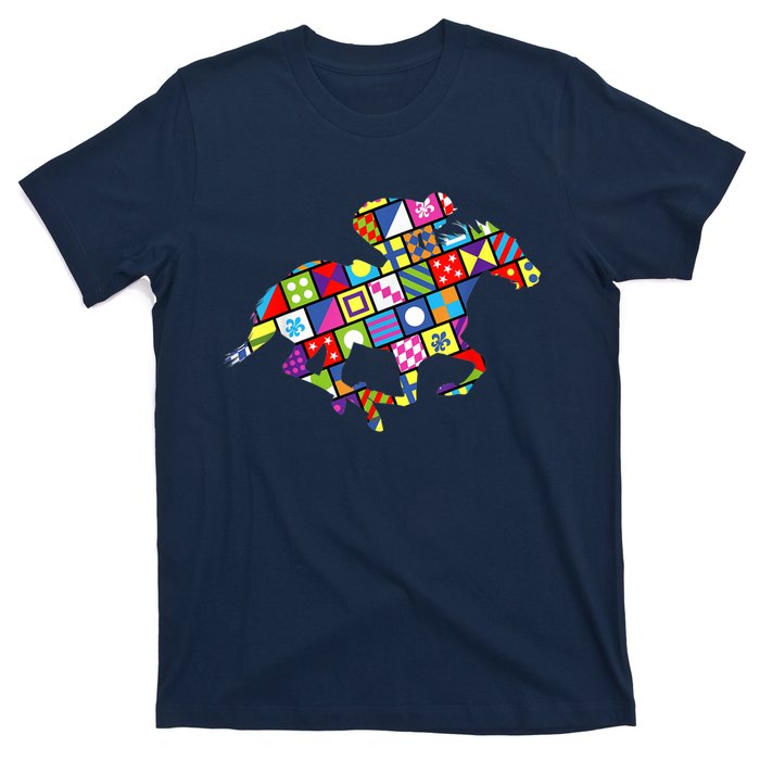 Derby Day Horse Lover Colorful Abstract T-Shirt