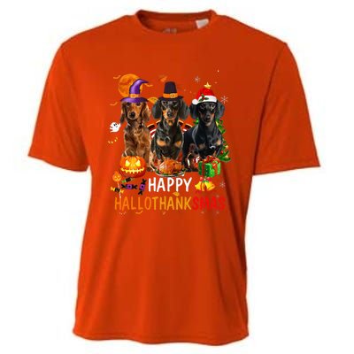 Dachshund Dog Holiday Festive Season Celebration Cooling Performance Crew T-Shirt