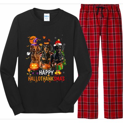 Dachshund Dog Holiday Festive Season Celebration Long Sleeve Pajama Set