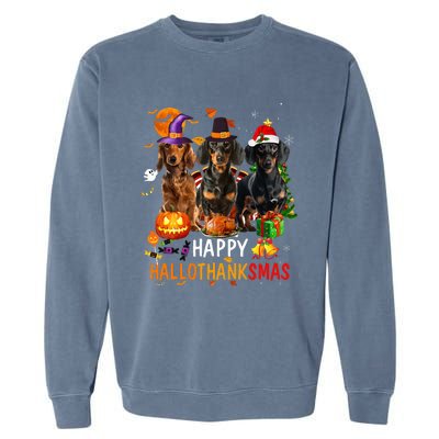 Dachshund Dog Holiday Festive Season Celebration Garment-Dyed Sweatshirt