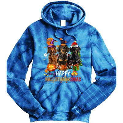 Dachshund Dog Holiday Festive Season Celebration Tie Dye Hoodie