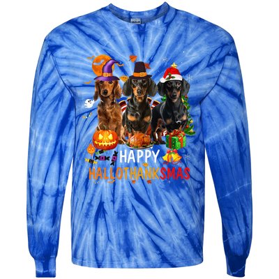 Dachshund Dog Holiday Festive Season Celebration Tie-Dye Long Sleeve Shirt