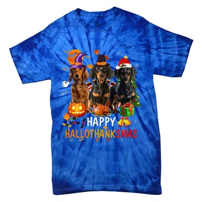 Dachshund Dog Holiday Festive Season Celebration Tie-Dye T-Shirt