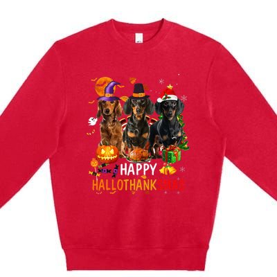 Dachshund Dog Holiday Festive Season Celebration Premium Crewneck Sweatshirt