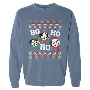 Dalmatian Dog Ho Ho Ho Merry Christmas Dad Mom Ugly Sweater Gift Garment-Dyed Sweatshirt