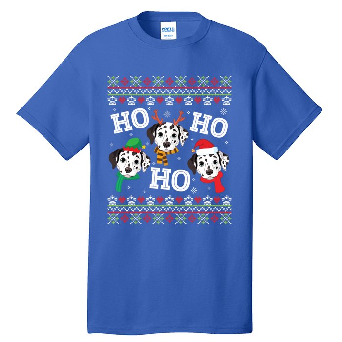 Dalmatian Dog Ho Ho Ho Merry Christmas Dad Mom Ugly Sweater Gift Tall T-Shirt