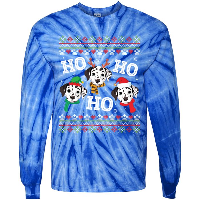 Dalmatian Dog Ho Ho Ho Merry Christmas Dad Mom Ugly Sweater Gift Tie-Dye Long Sleeve Shirt