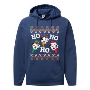 Dalmatian Dog Ho Ho Ho Merry Christmas Dad Mom Ugly Sweater Gift Performance Fleece Hoodie