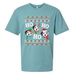 Dalmatian Dog Ho Ho Ho Merry Christmas Dad Mom Ugly Sweater Gift Sueded Cloud Jersey T-Shirt