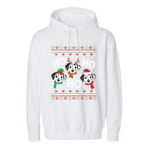 Dalmatian Dog Ho Ho Ho Merry Christmas Dad Mom Ugly Sweater Gift Garment-Dyed Fleece Hoodie