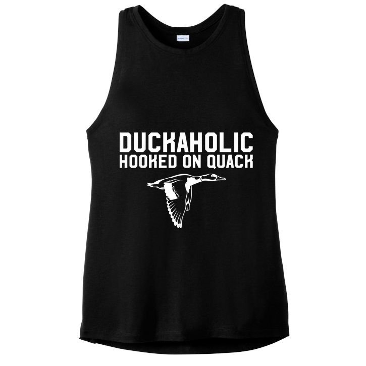 Duckaholic Duck Hunting Themed Duck Lovers Ladies PosiCharge Tri-Blend Wicking Tank