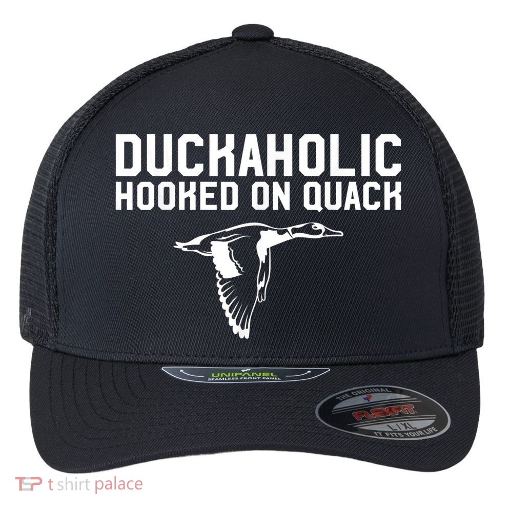Duckaholic Duck Hunting Themed Duck Lovers Flexfit Unipanel Trucker Cap
