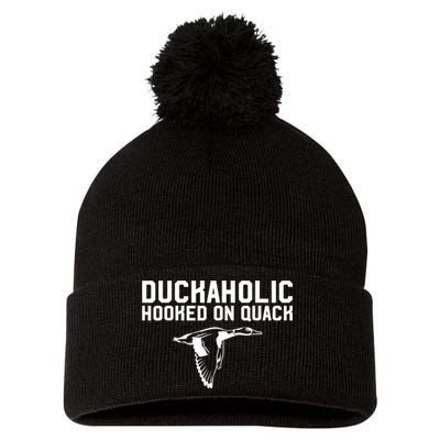 Duckaholic Duck Hunting Themed Duck Lovers Pom Pom 12in Knit Beanie