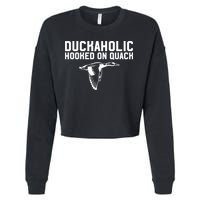 Duckaholic Duck Hunting Themed Duck Lovers Cropped Pullover Crew