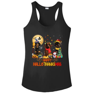 Dachshund Dog Halloween Thanksgiving Happy Hallothanksmas Gift Ladies PosiCharge Competitor Racerback Tank