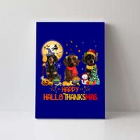 Dachshund Dog Halloween Thanksgiving Happy Hallothanksmas Gift Canvas