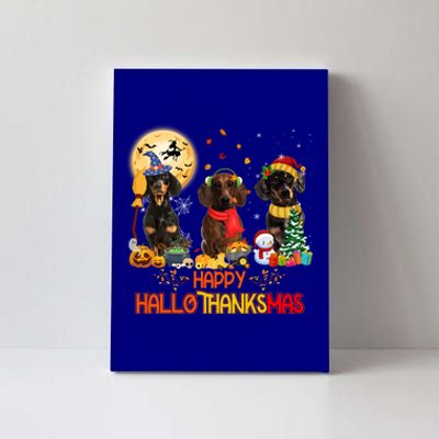 Dachshund Dog Halloween Thanksgiving Happy Hallothanksmas Gift Canvas