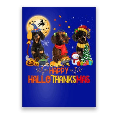 Dachshund Dog Halloween Thanksgiving Happy Hallothanksmas Gift Poster