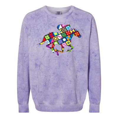 Derby Day Horse Lover Colorful Abstract Colorblast Crewneck Sweatshirt